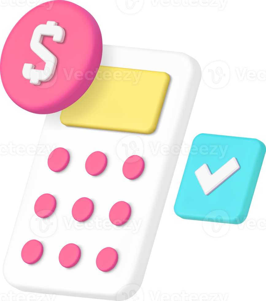 Money counting financial calculation profit budget complete business accounting 3d icon png