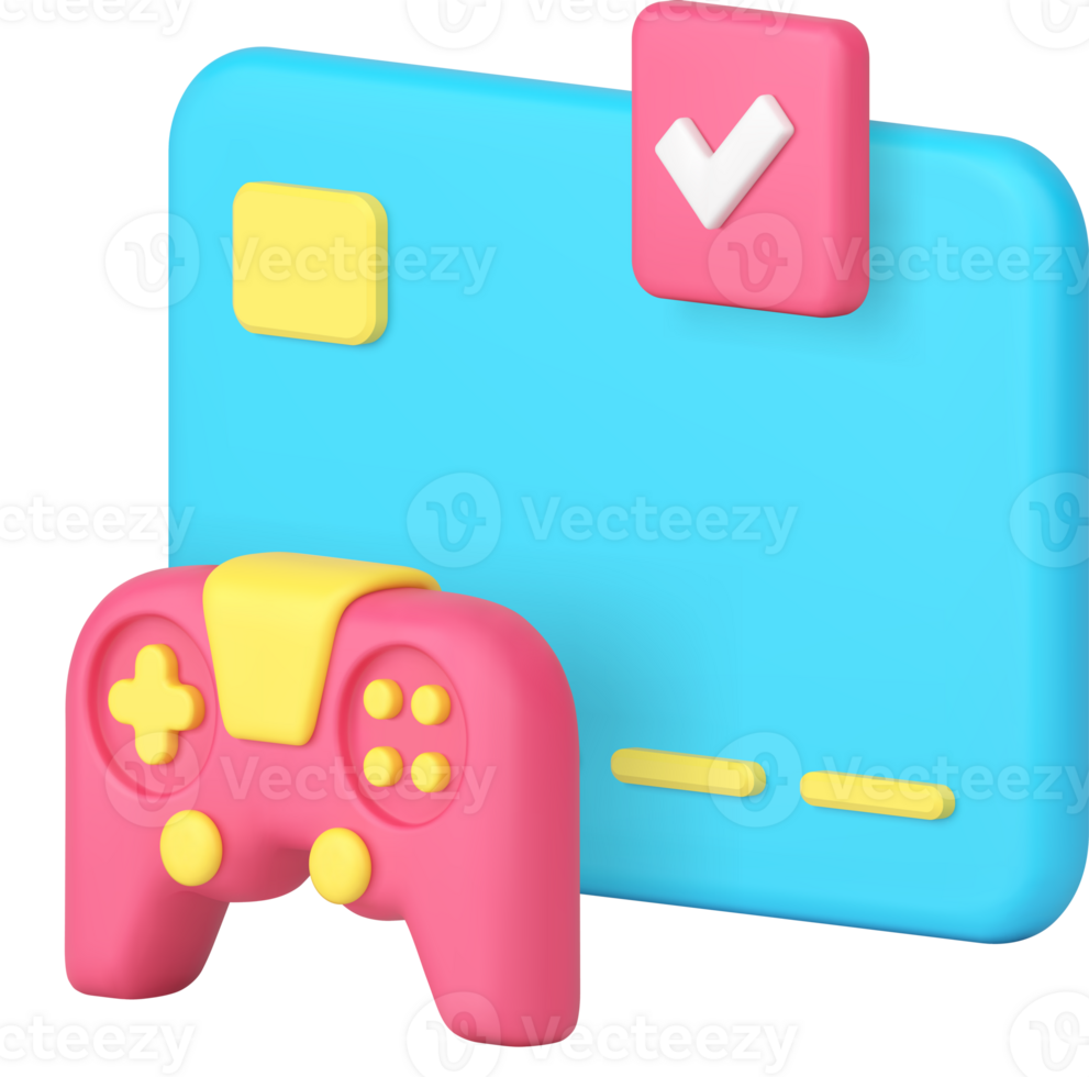 virtueel spel kaart betaling buying digitaal multimedia inhoud gamepad troosten 3d icoon realistisch png