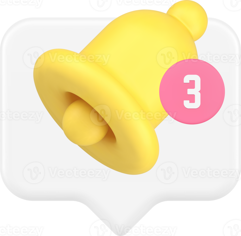 Incoming reminder alert sound notification application ring bell message inbox 3d icon png