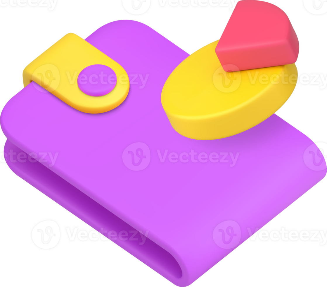 Budget balance planning analyzing financial accounting wallet pie chart 3d icon realistic png