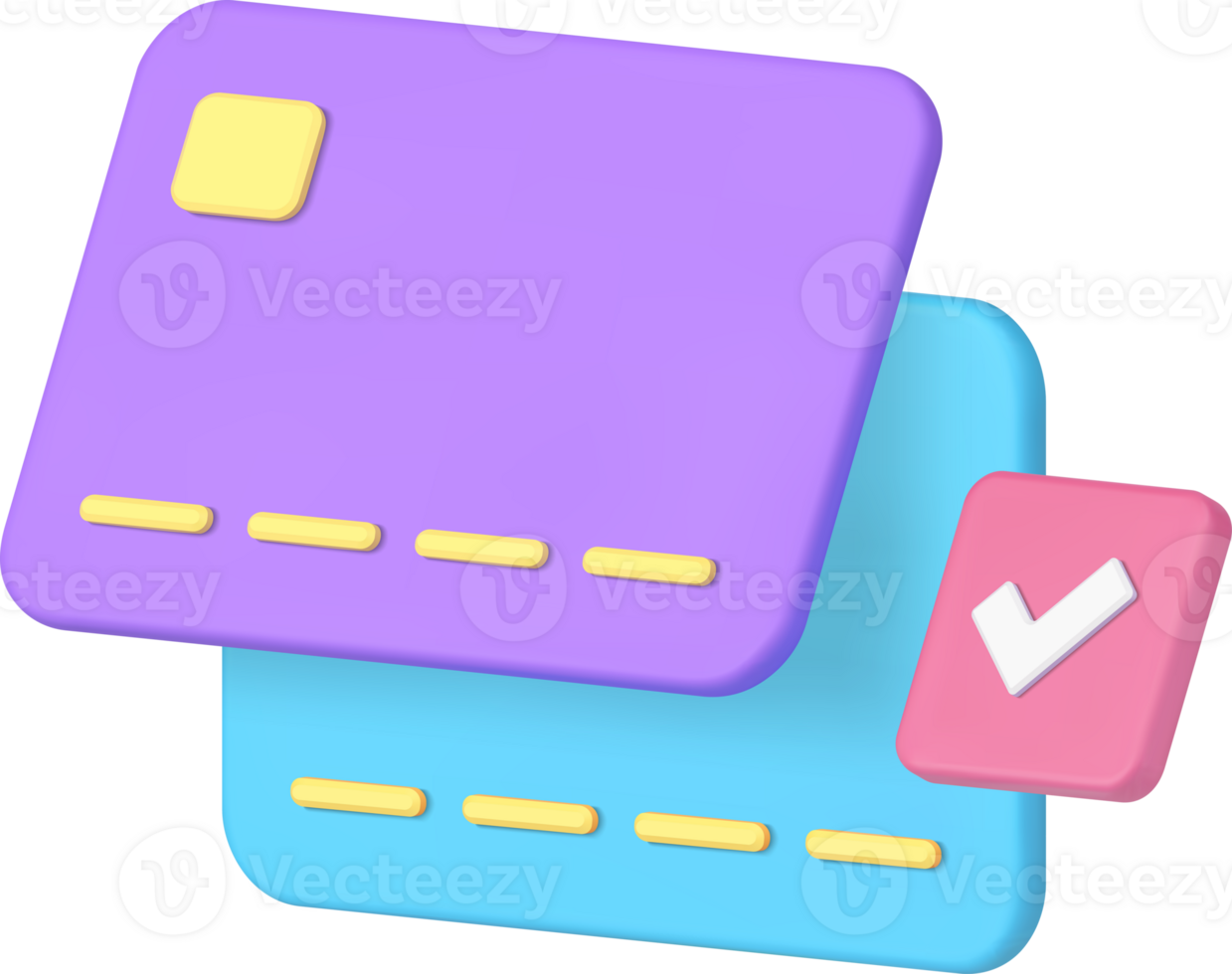 Online banking e money transfer between credit debit card success transaction 3d icon png