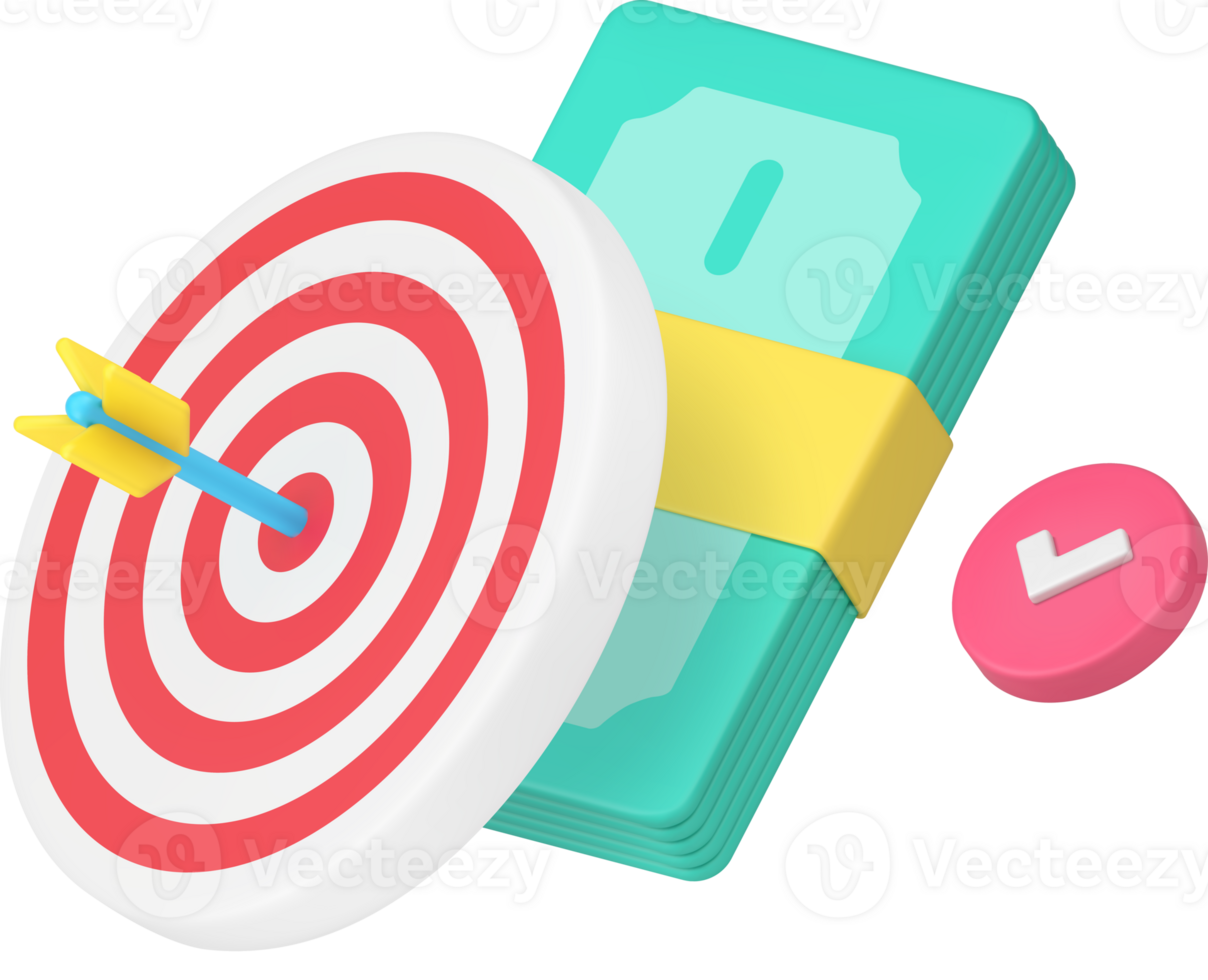 Financial goal success business target effective management 3d icon realistic illustration png