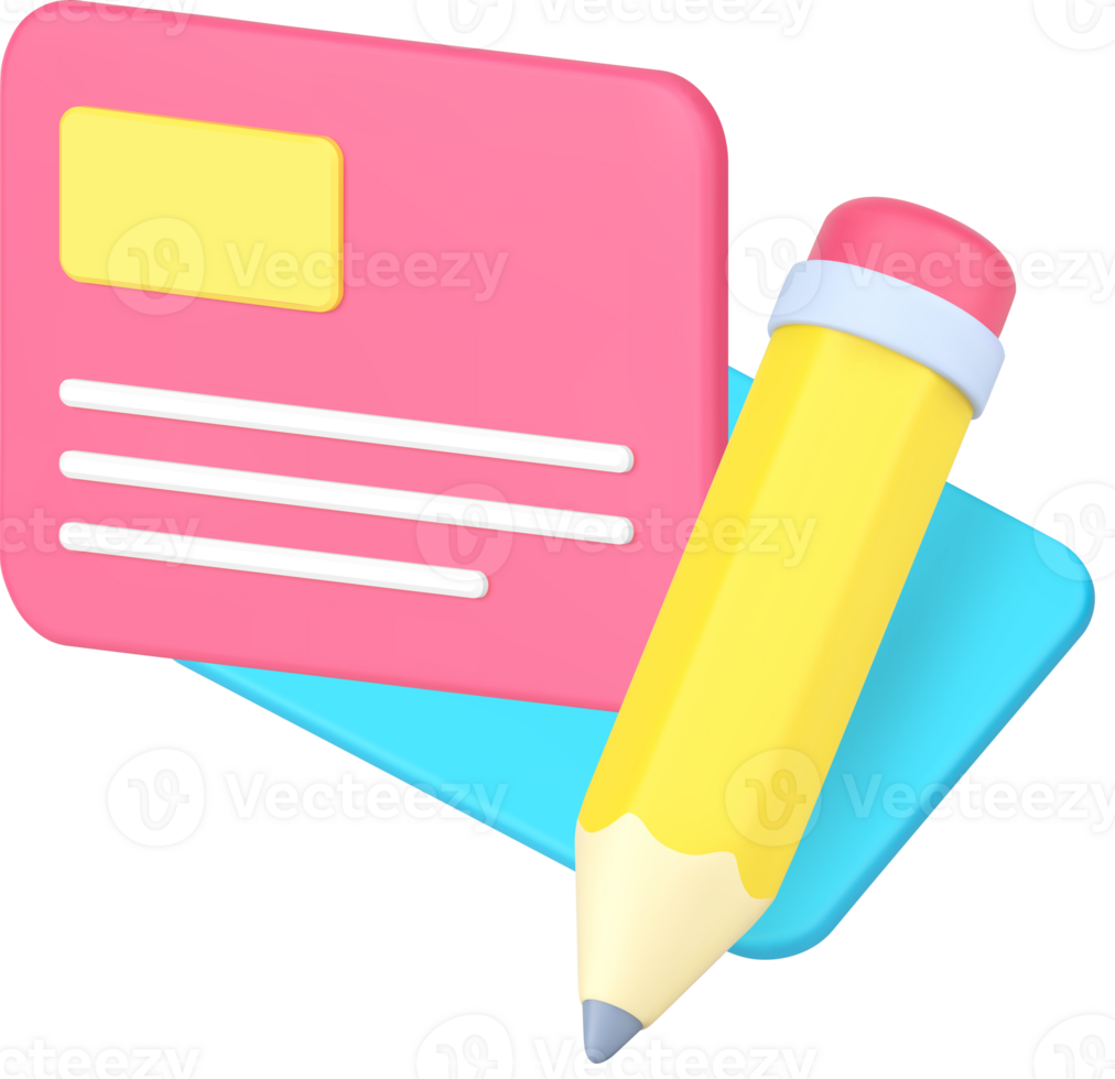 Personal data card writing resume cv profile catalog management 3d icon realistic png