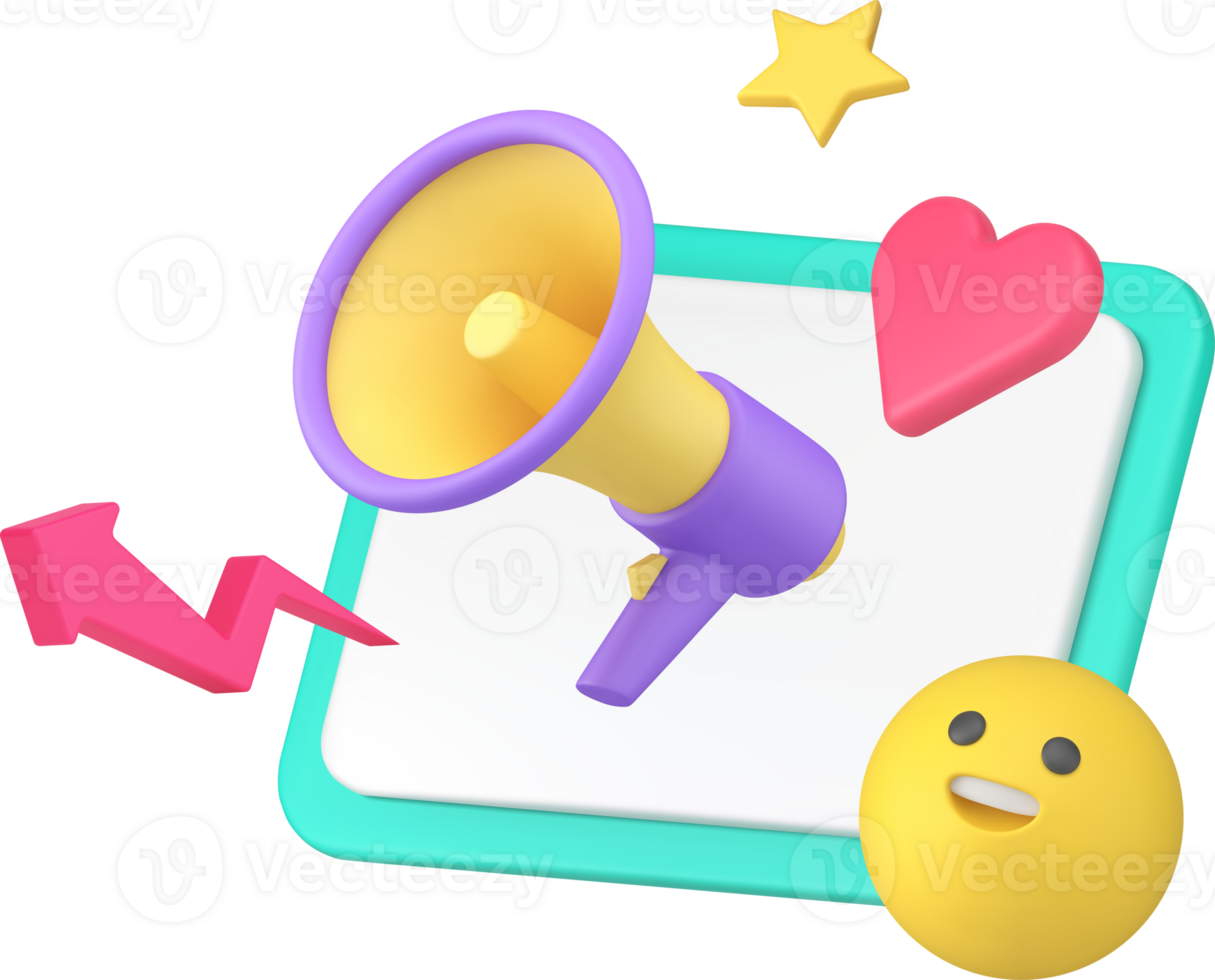 Social media marketing internet advertising campaign SEO optimization 3d icon realistic png