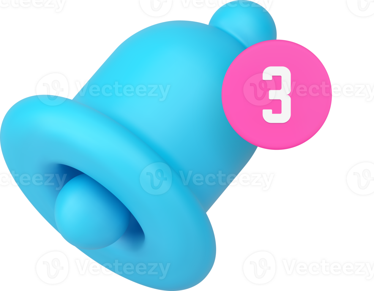 Incoming notification ring bell new message call signal with number for app 3d icon realistic png