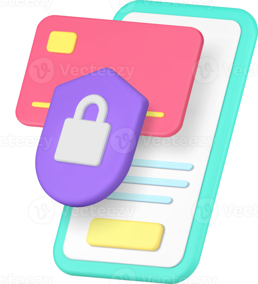 Online banking application money protection transfer smartphone service 3d icon realistic png