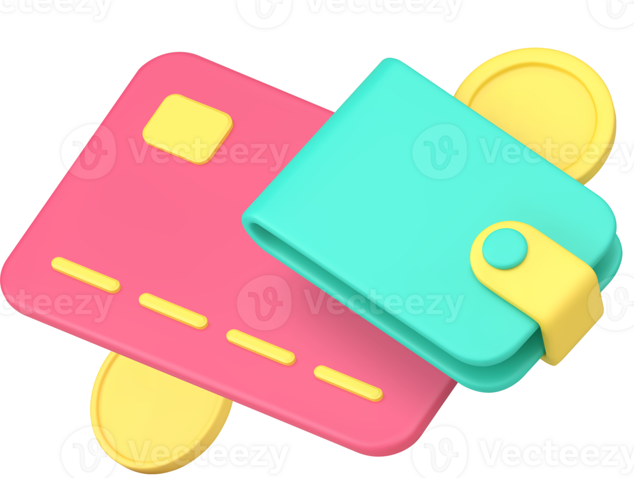 Digital wallet banking account card for e money financial transaction 3d icon realistic png