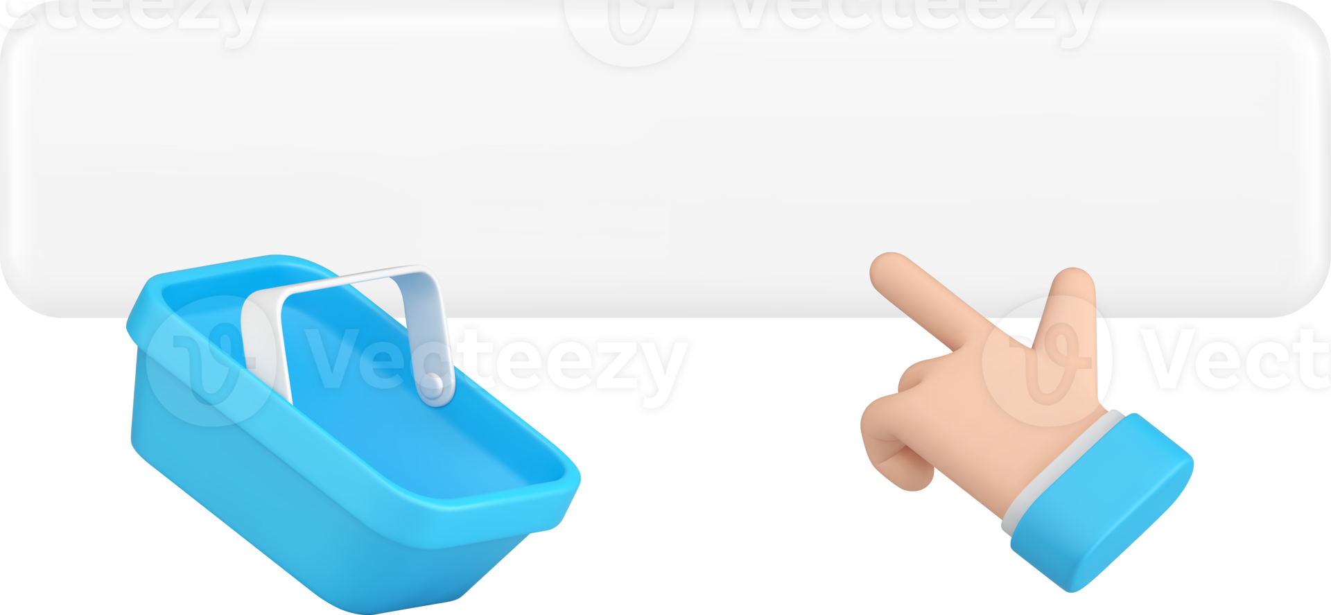 Shop now button with business man hand click cursor and shopping cart 3d icon realistic png
