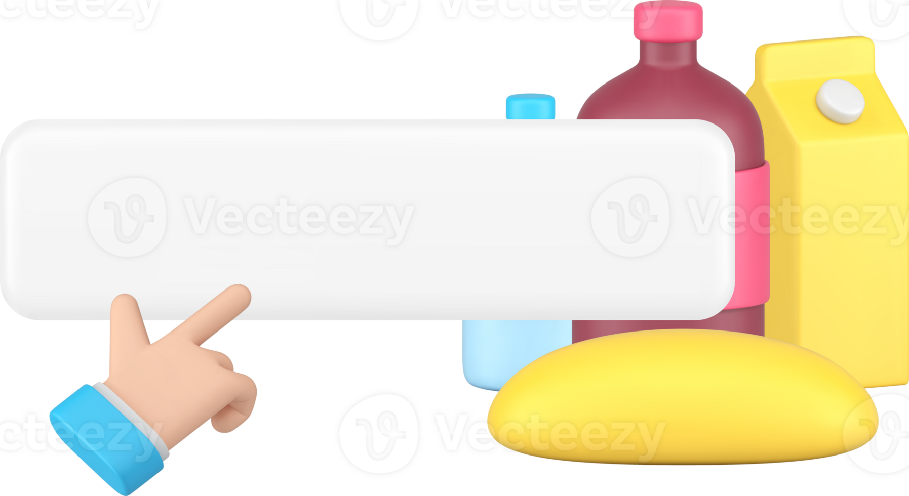 Buy now grocery online shopping button with business man hand click cursor 3d icon realistic png