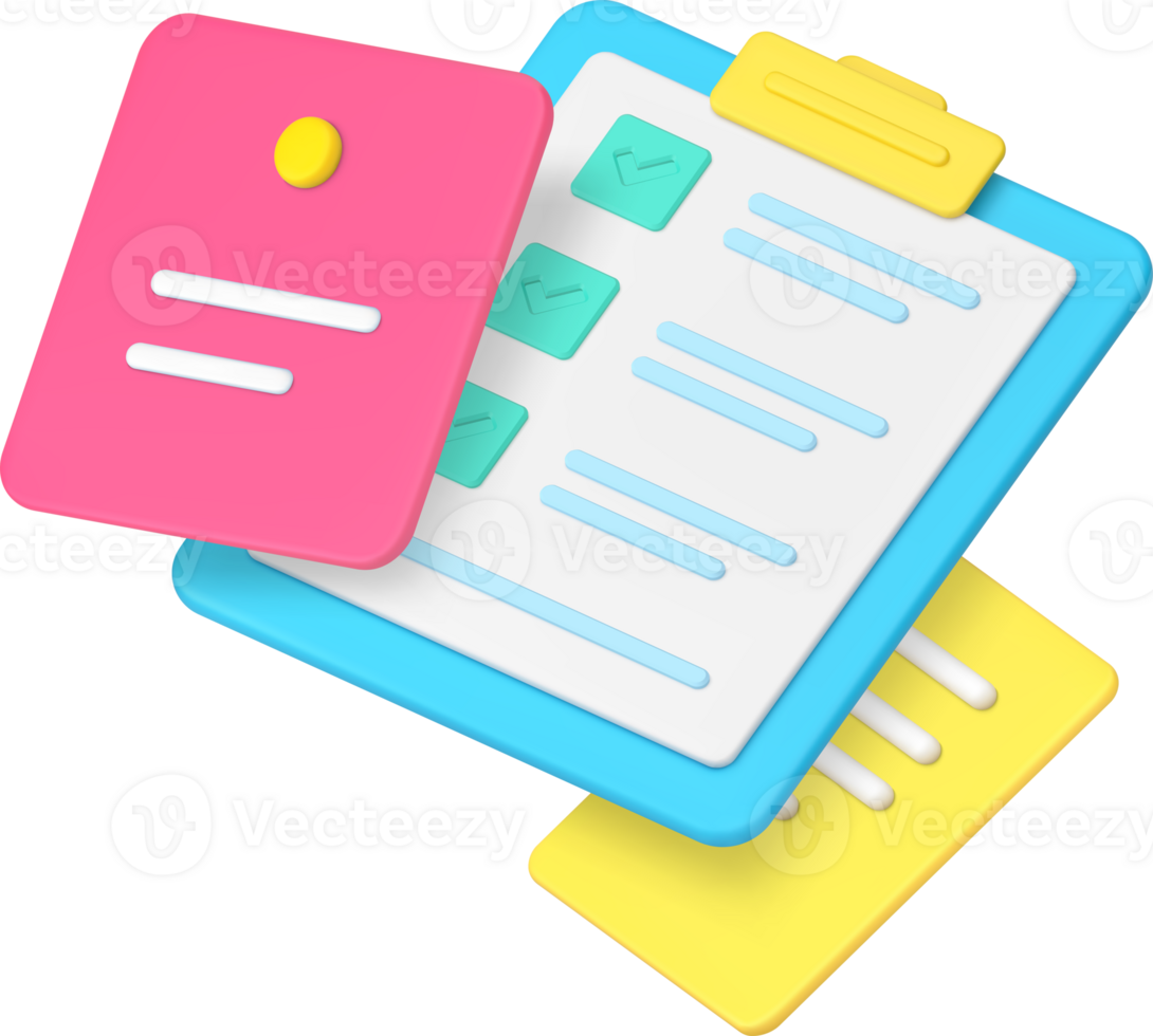 Business effective planning time management task to do checklist 3d icon realistic png