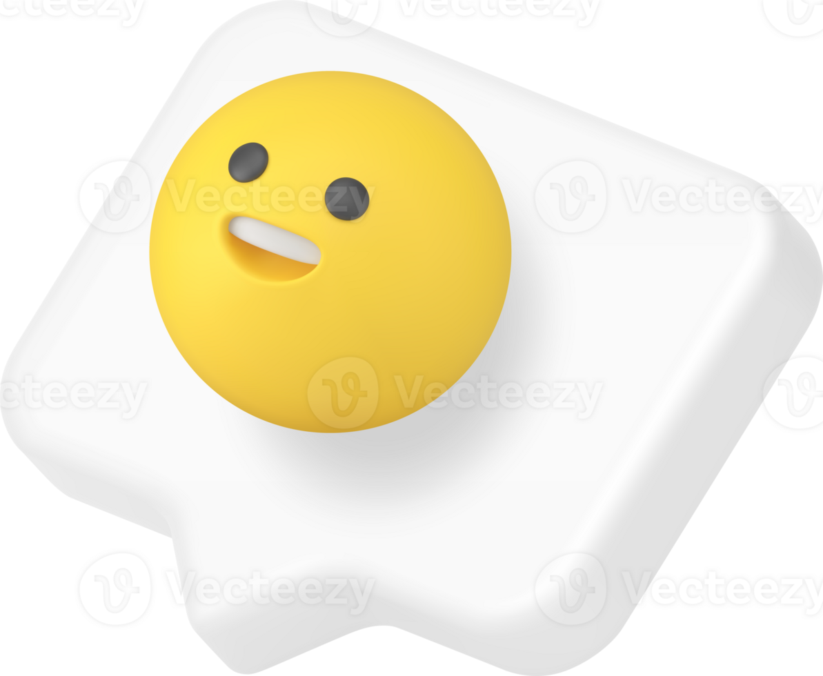 Smiley emoji quick tips positive yellow emoticon in speech bubble 3d icon realistic png