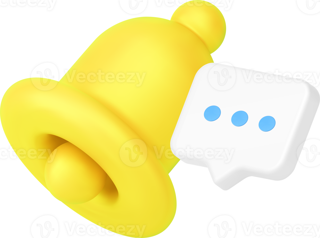 Chat message ring bell notification incoming inbox mailbox communication 3d icon realistic png