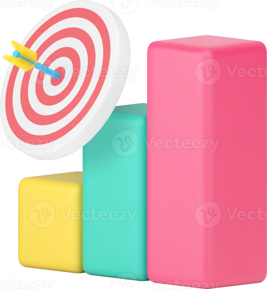 Growth diagram analyzing business goal achievement data increase 3d icon realistic png