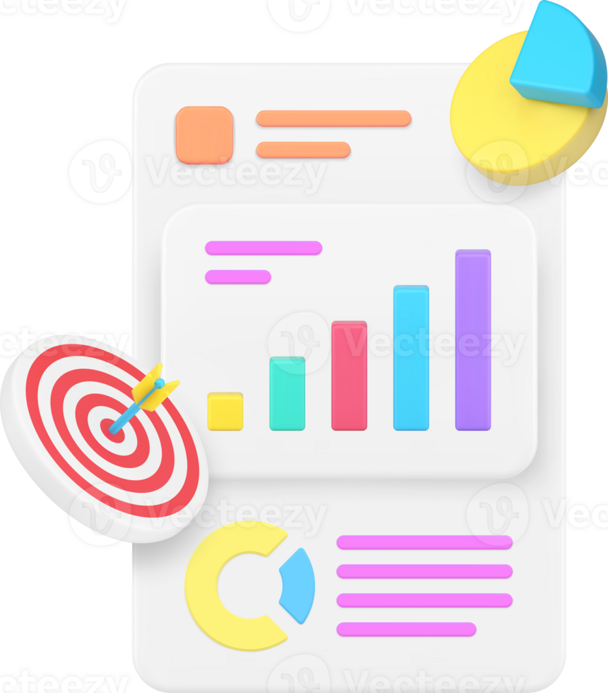 Business growth analyzing efficient management goal achievement workflow 3d icon realistic png
