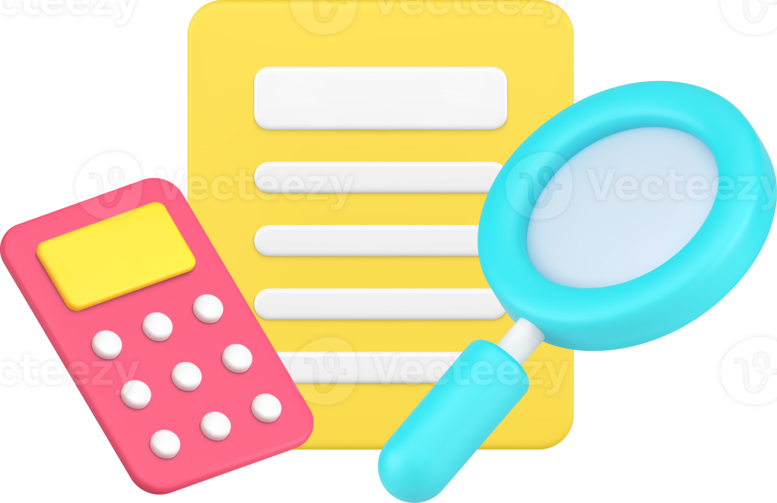Analyzing business planning paper blank with magnifying glass 3d icon isometric png