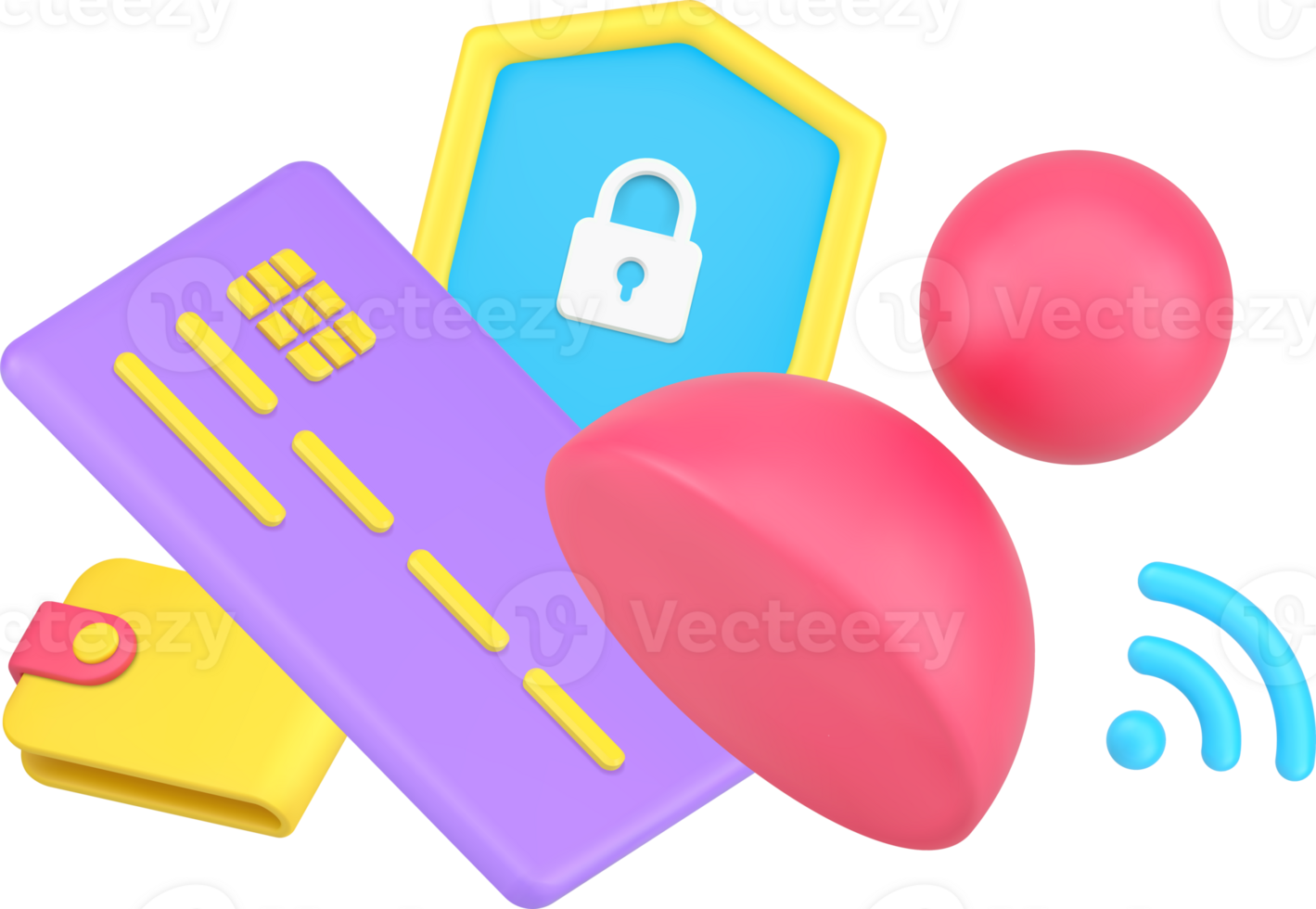 Security of personal financial identification information banking e money with wallet and skittle png