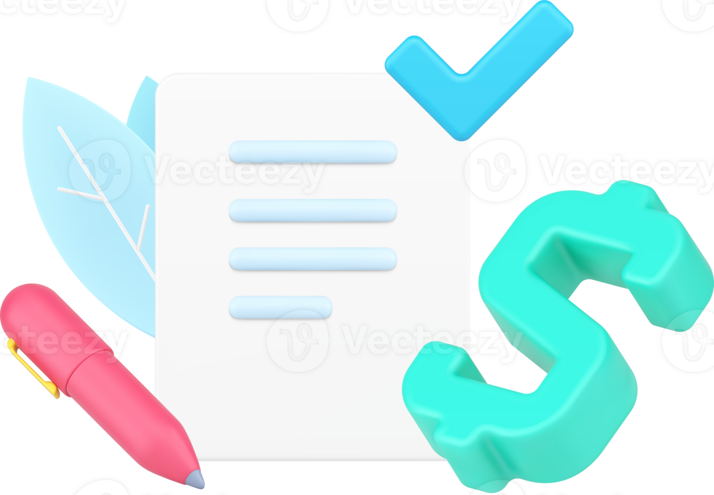 Signing paper financial agreement document for payment cash dollar with pen and complete check mark png