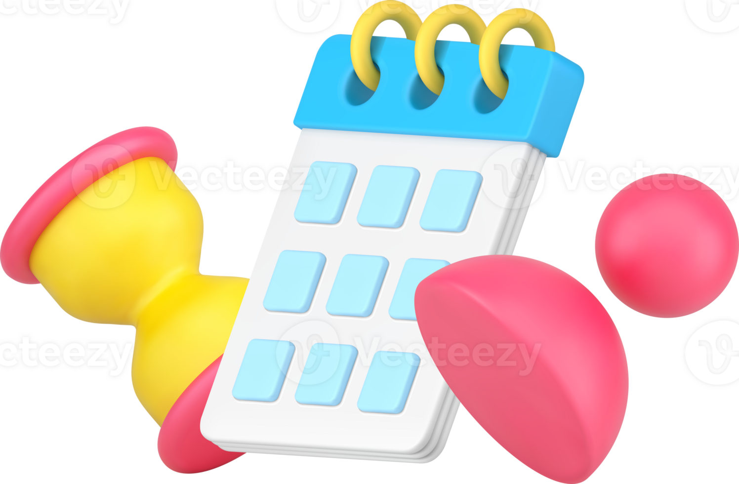 umano birillo perno con calendario su spirale e clessidre 3d icona isometrico png