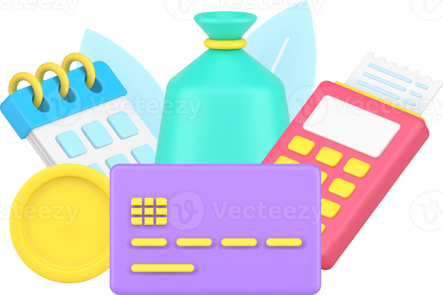 Regular monthly financial payment with sack of money golden coins and calendar reminder 3d icon png