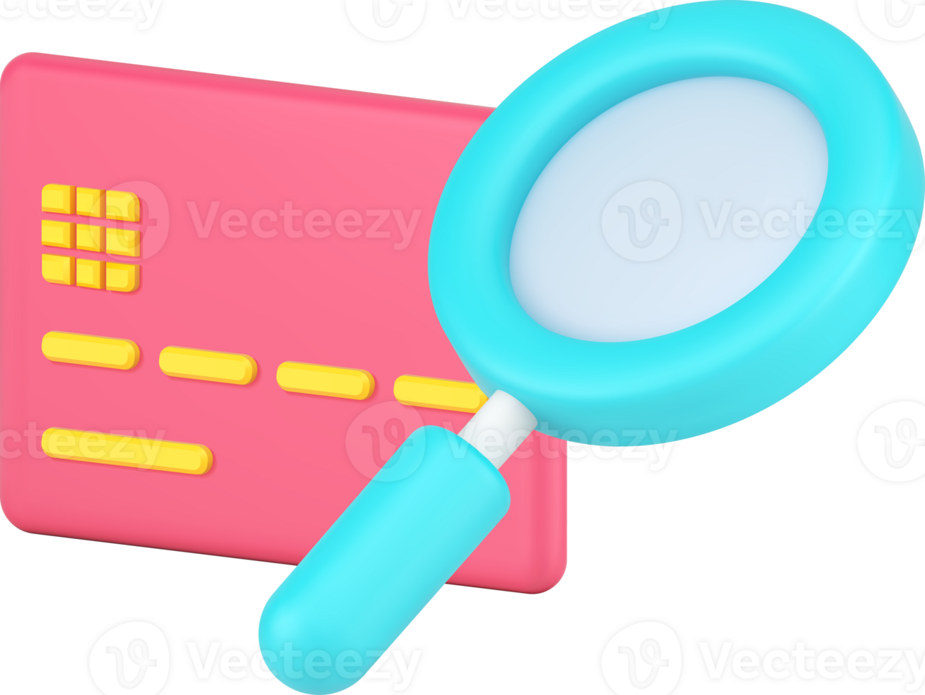 Searching online payment e money transaction with credit card and magnifying glass isometric 3d icon png