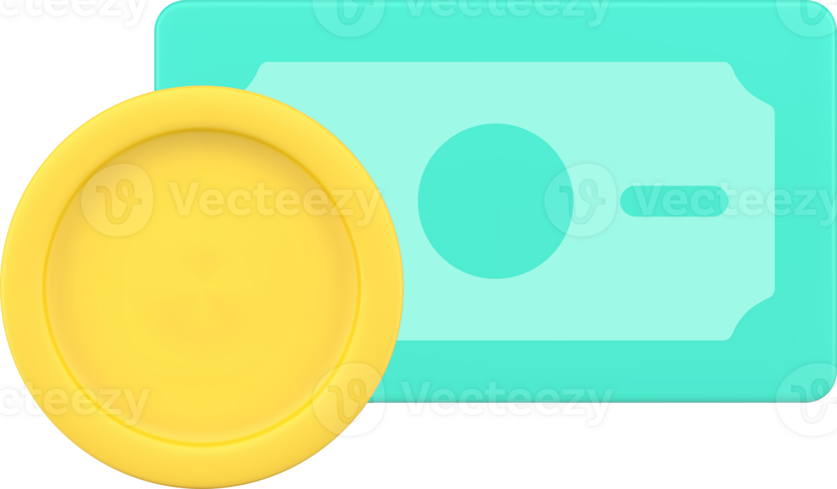 Cash money USD banknote dollar golden coin financial investment salary wage profit 3d icon png