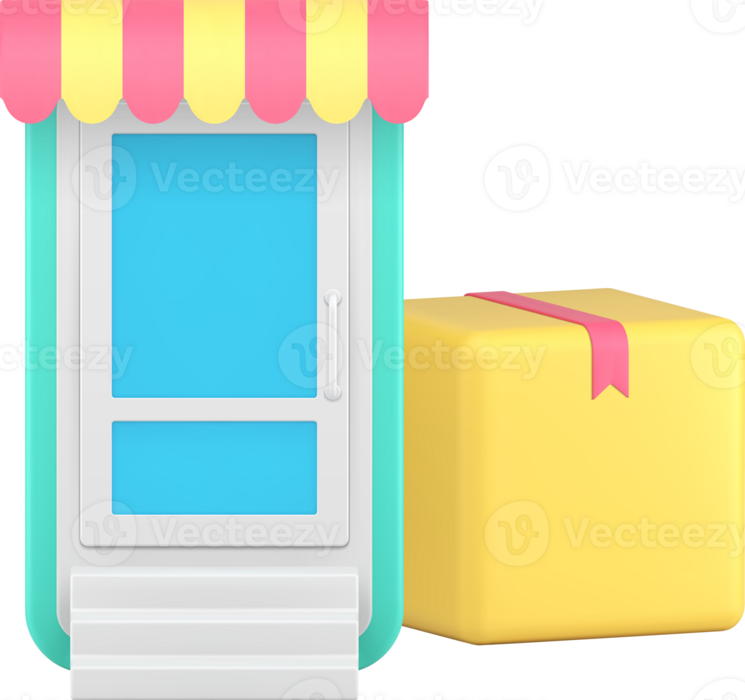 Online shopping digital store order purchase delivery service smartphone application 3d icon png