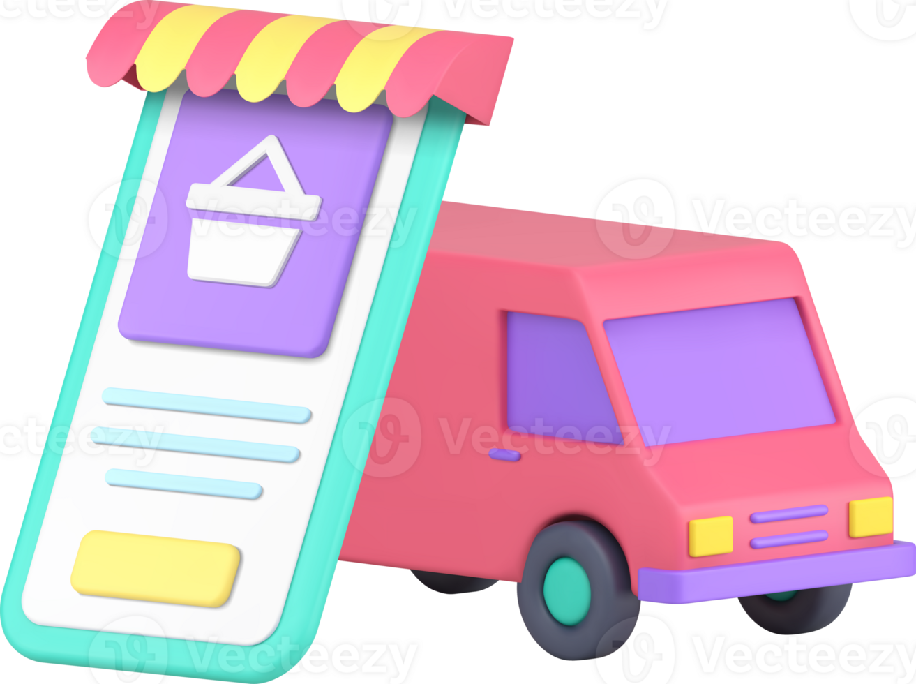 Online shopping goods delivery application cargo order truck transportation 3d icon png