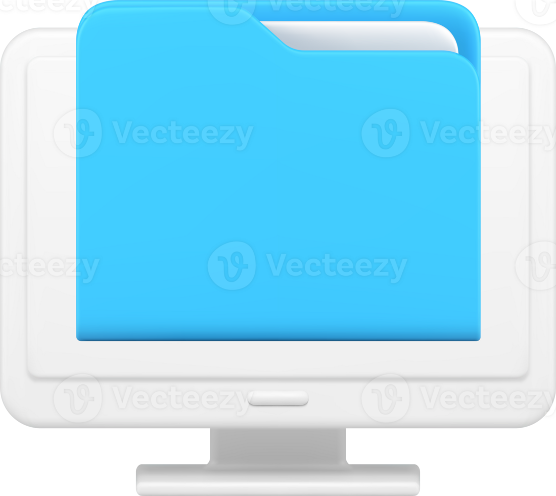 Cyberspace document file folder storage database archive management computer monitor 3d icon png