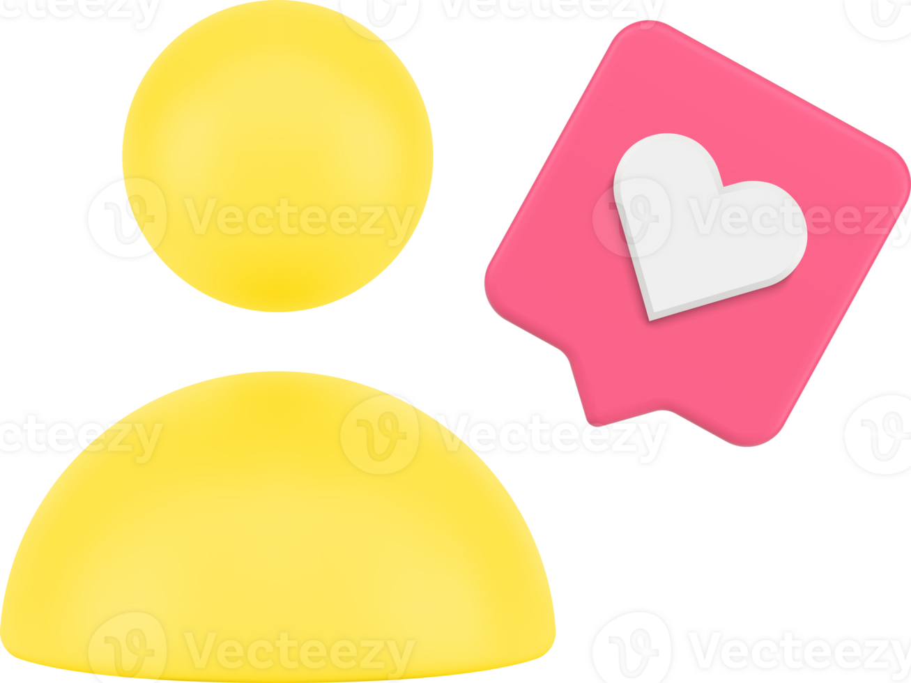 Dating application social networks like follow comment subscribe personal account 3d icon png