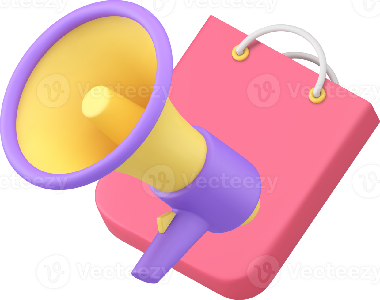 Shopping sale discount promo marketing announcement megaphone realistic 3d icon png