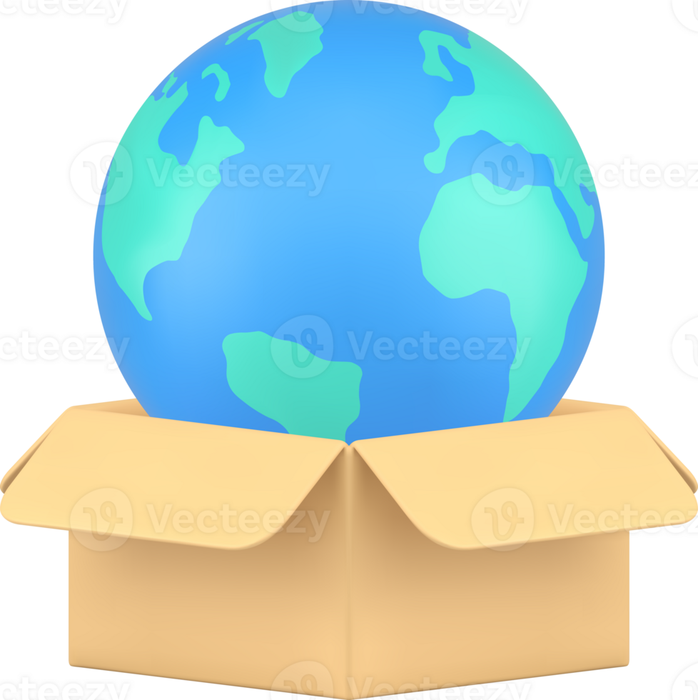 Global logistic delivery service online shopping parcel worldwide transportation 3d icon png