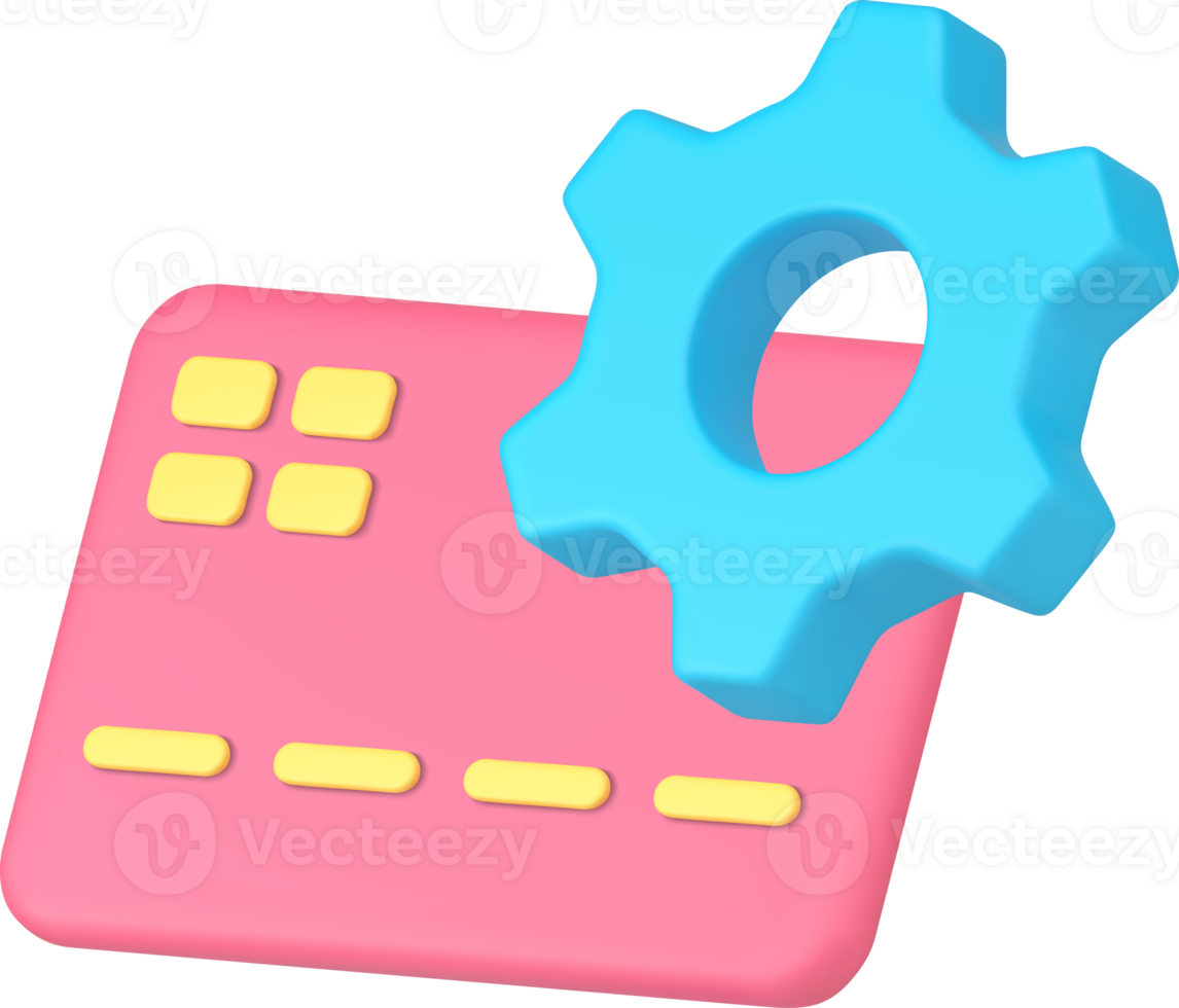 Credit debit card payment banking financial transaction process commercial purchase 3d icon png