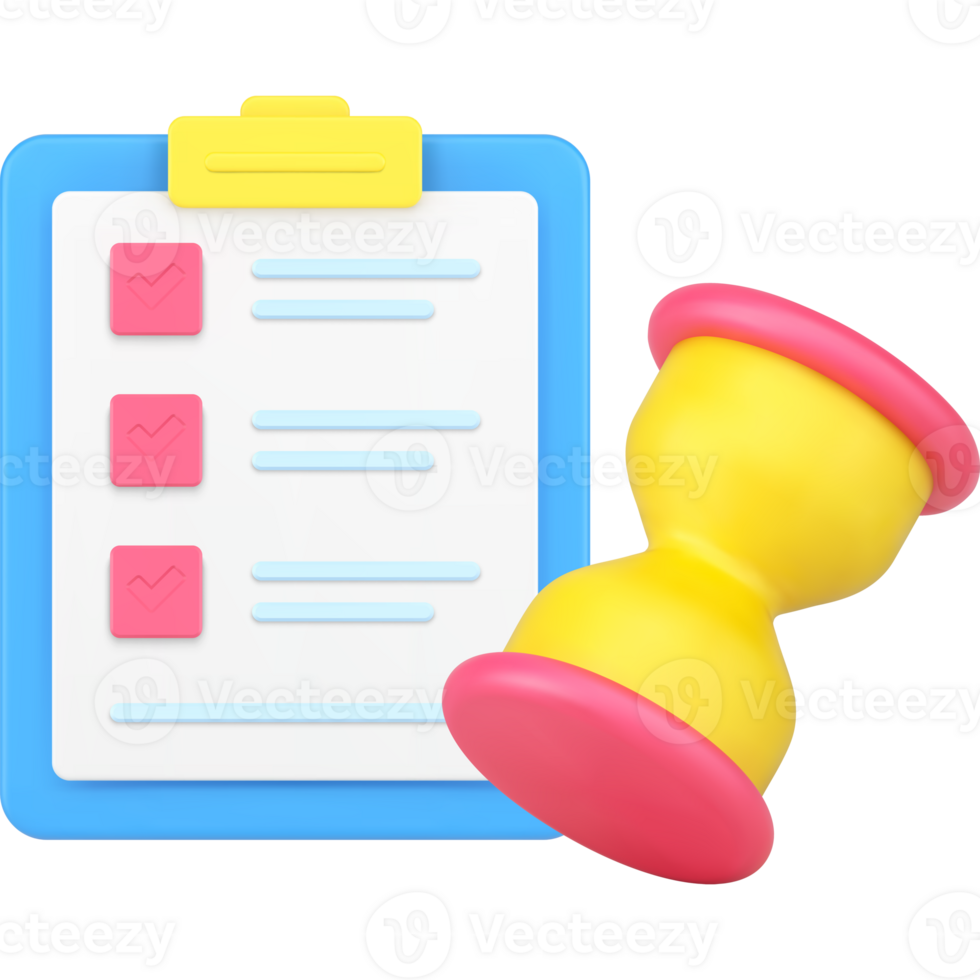 Business planning to do list successful task done time management deadline control 3d icon png