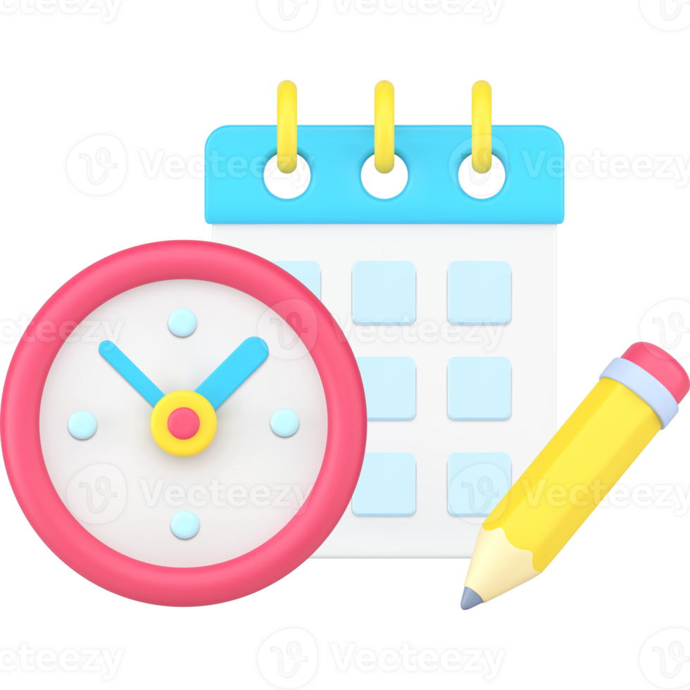 Time management event reminder business planning calendar tips work organization 3d icon png