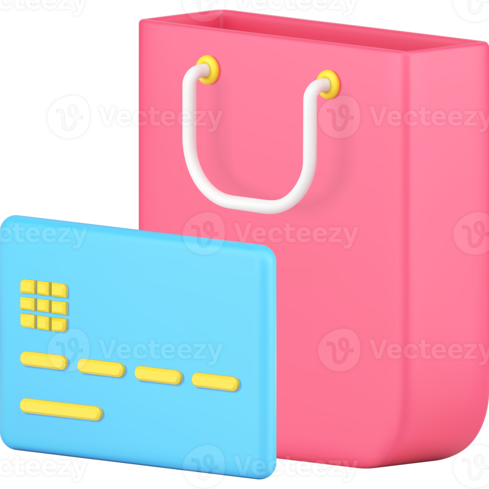 Online shopping commercial goods buying purchase credit debit card paying 3d icon png