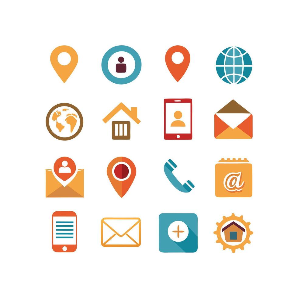Contact Icon Set Collection Illustration vector