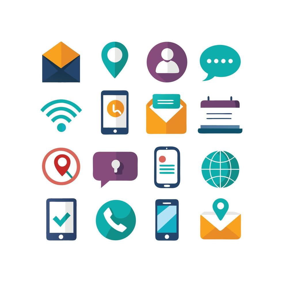 Contact Icon Set Collection Illustration vector