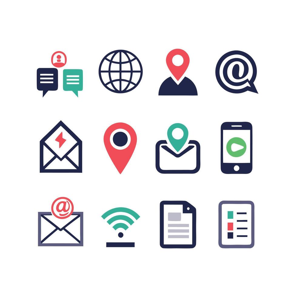 Contact Icon Set Collection Illustration vector