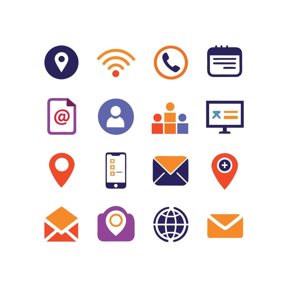Contact Icon Set Collection Illustration vector