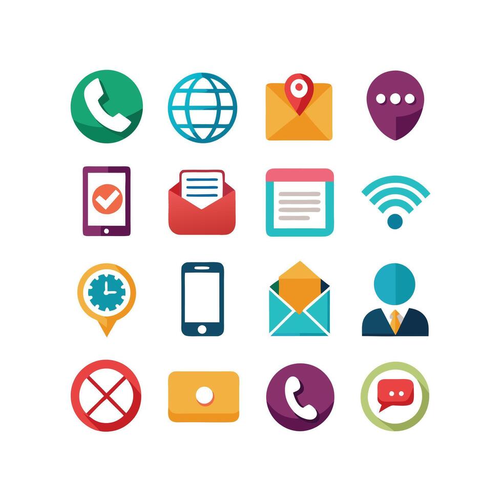 Contact Icon Set Collection Illustration vector