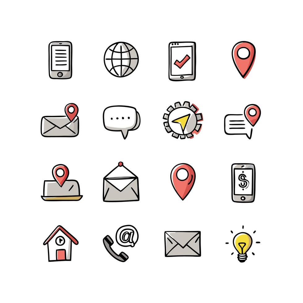 Contact Icon Set Collection Illustration vector