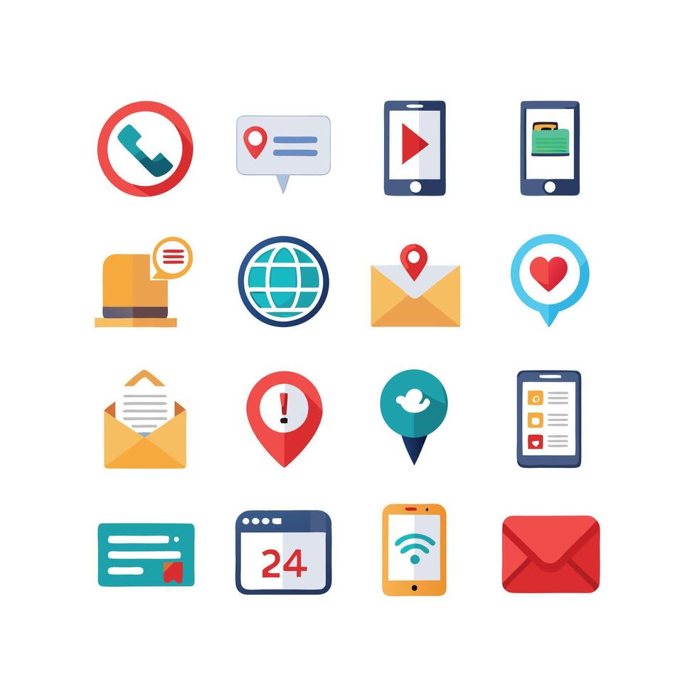 Contact Icon Set Collection Illustration vector