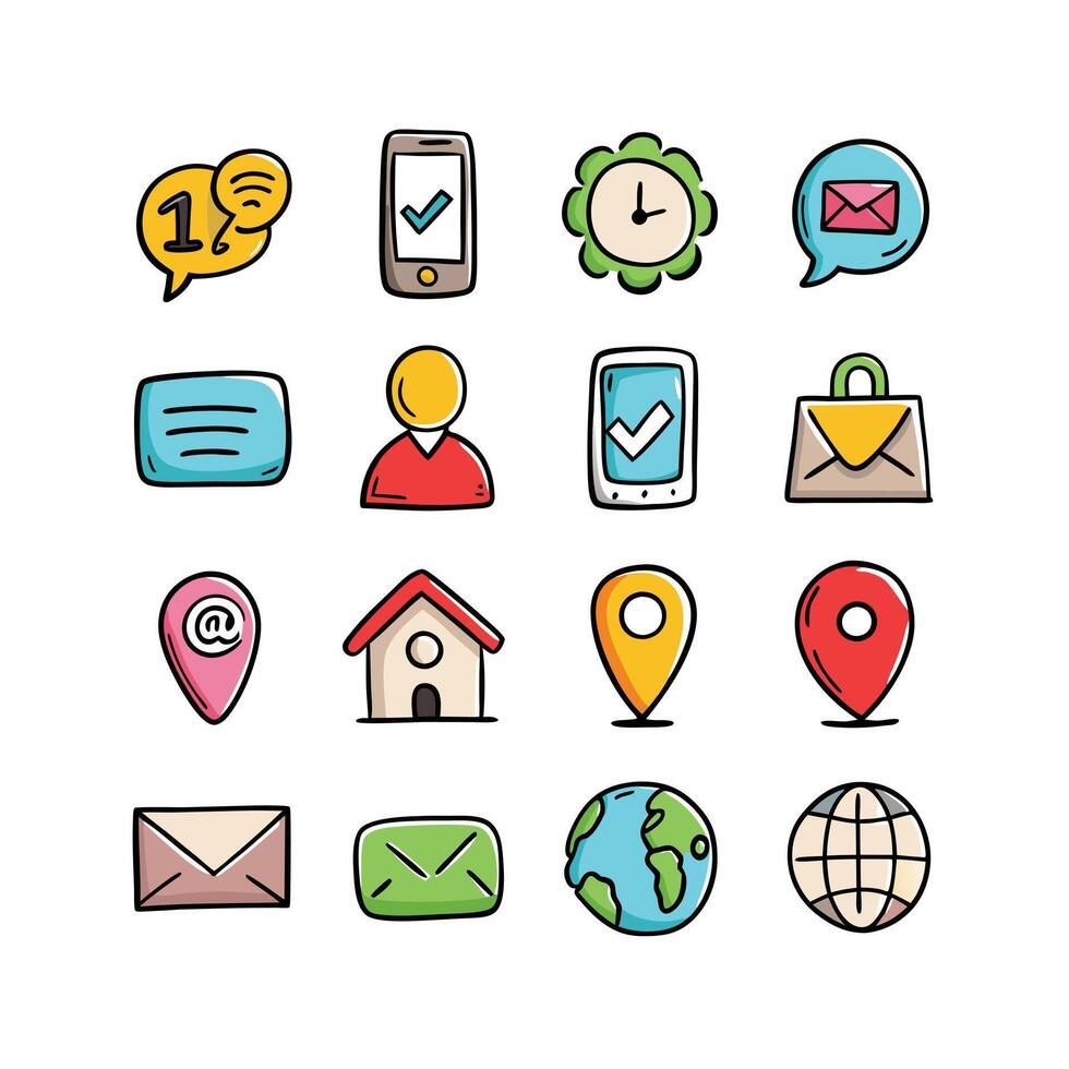 Contact Icon Set Collection Illustration vector