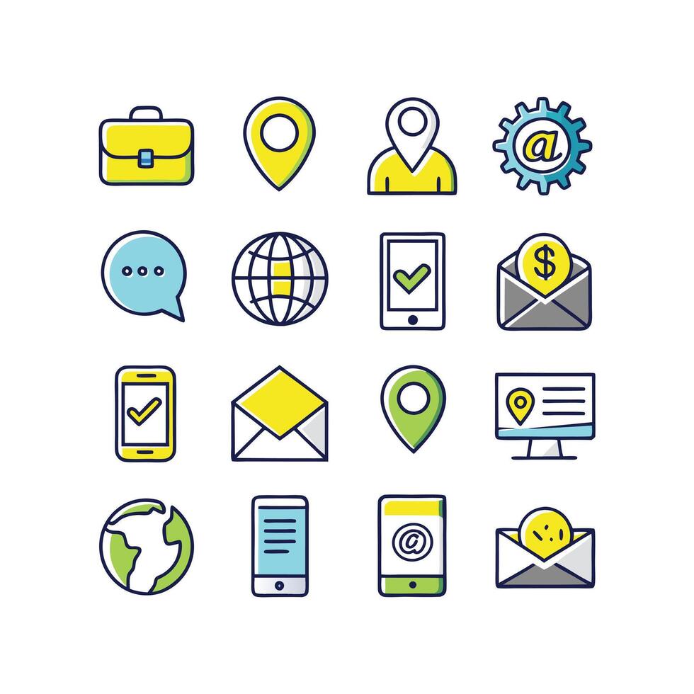 Contact Icon Set Collection Illustration vector