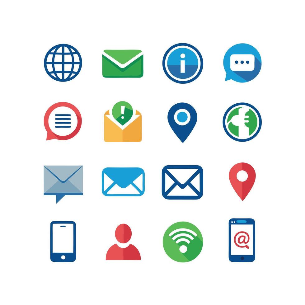Contact Icon Set Collection Illustration vector