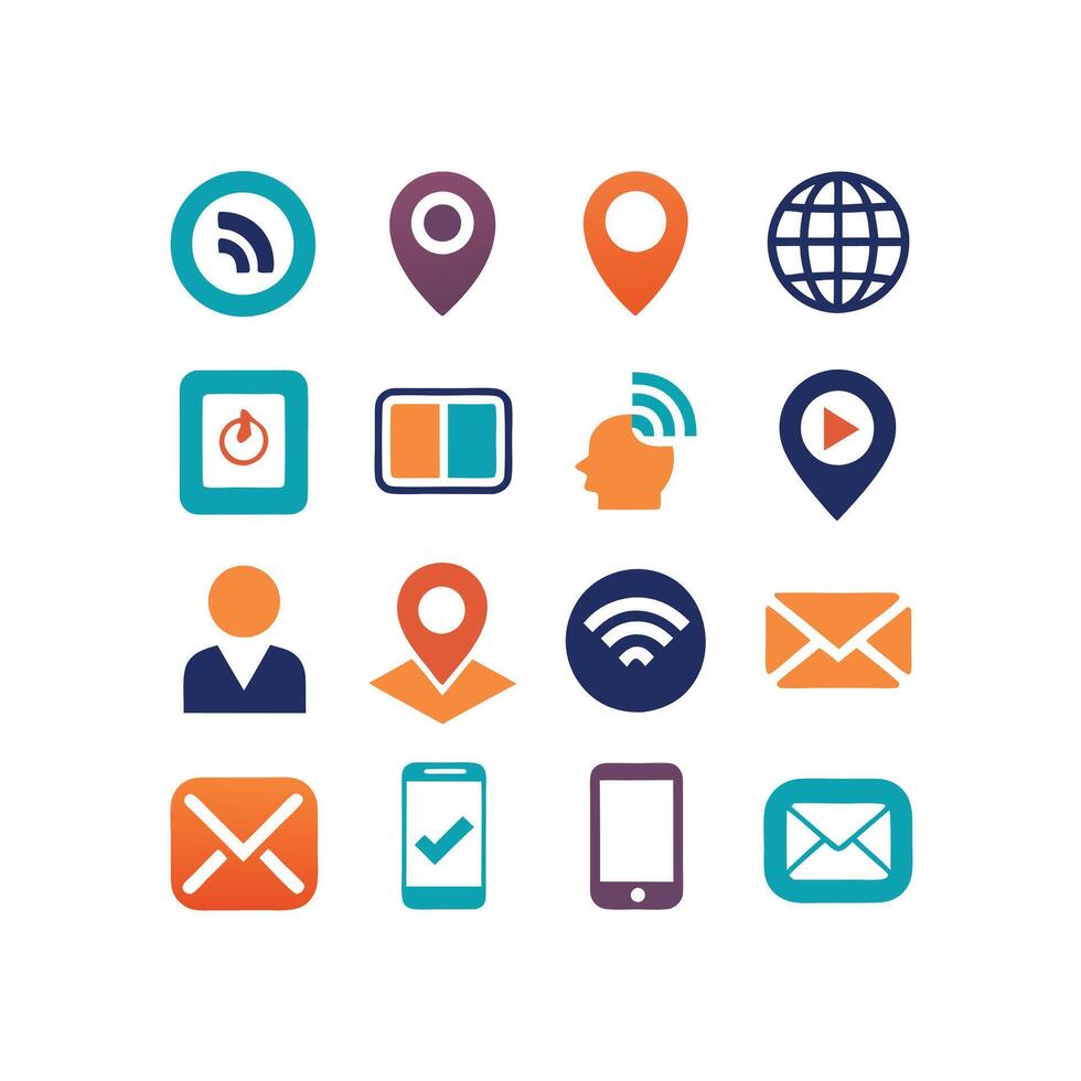 Contact Icon Set Collection Illustration vector