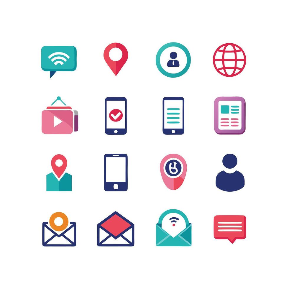 Contact Icon Set Collection Illustration vector