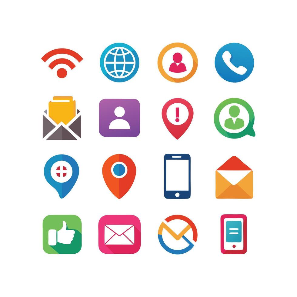 Contact Icon Set Collection Illustration vector