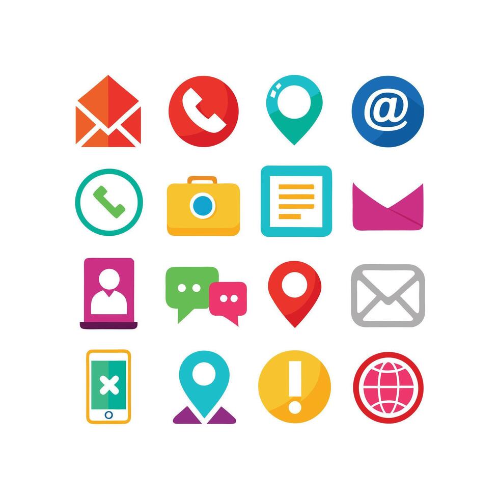 Contact Icon Set Collection Illustration vector