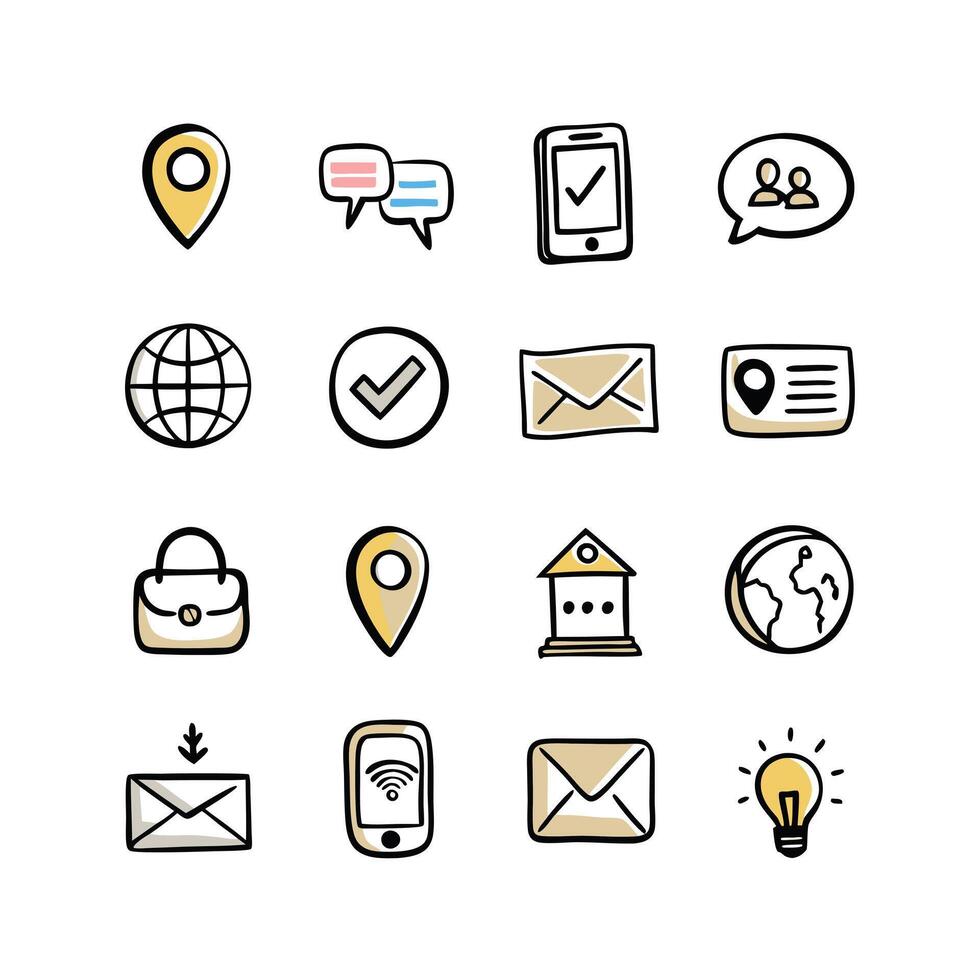 Contact Icon Set Collection Illustration vector
